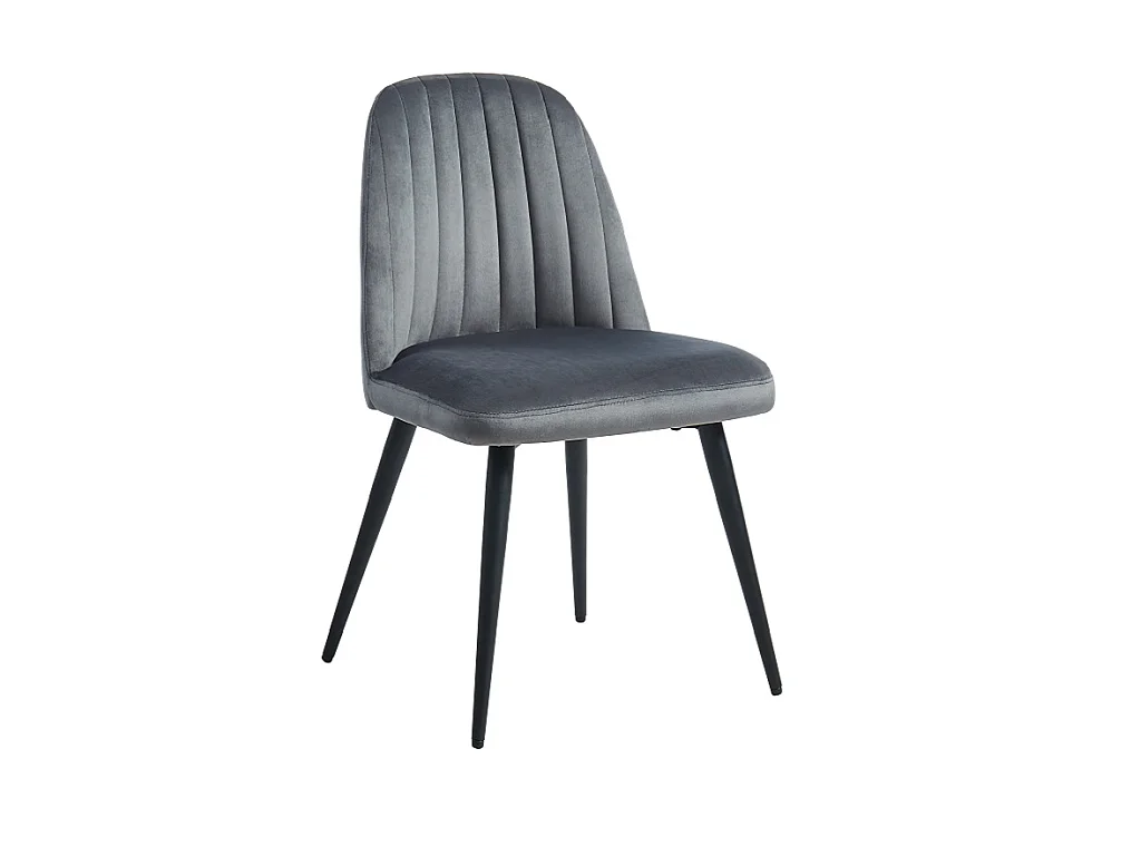 Lot de 6 chaises en velours et métal noir - Beige - ELEANA