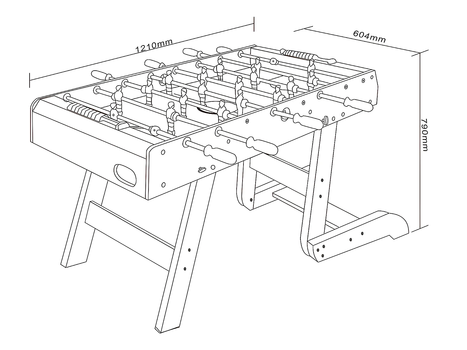 Składane stół do piłkarzyków kolor jasny naturalny z MDF - Dł.121 x Szer.61 x Wys.79 cm - HORTON