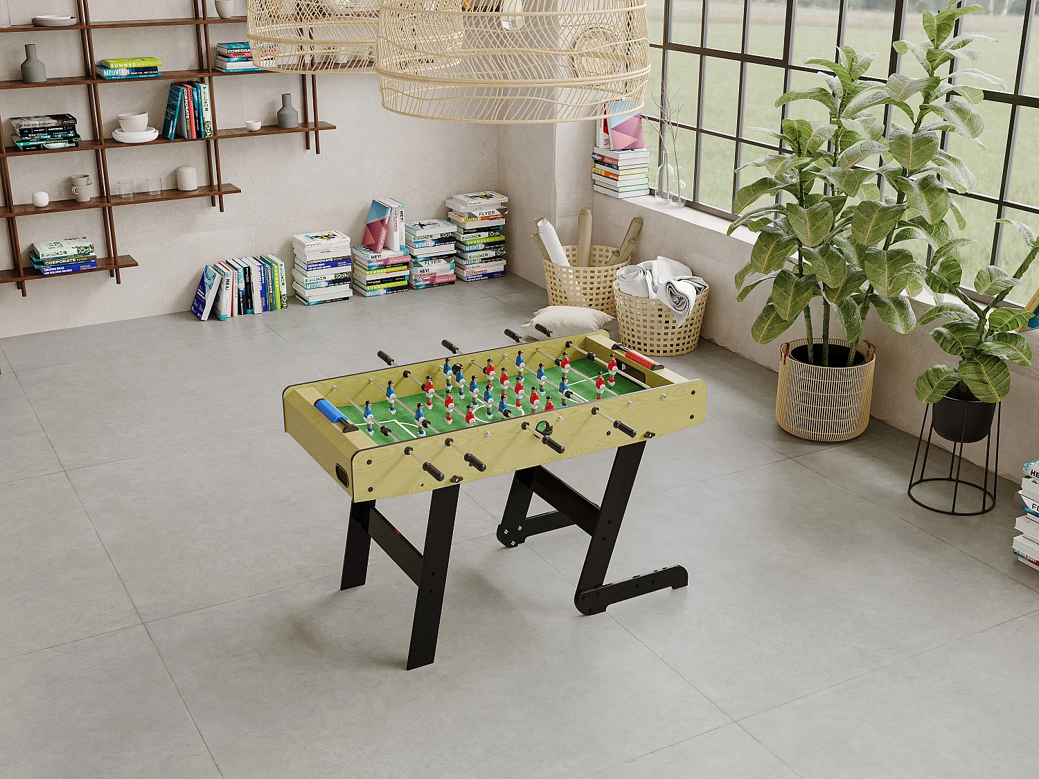 Biliardino pieghevole L121 x L61 x H79 cm Naturale chiaro in MDF - HORTON