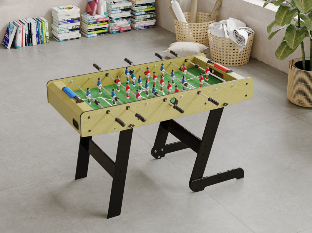 Futbolín plegable natural claro de MDF - Ancho 121 x Prof. 61 x Alt. 79 cm - HORTON