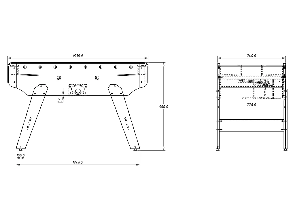 Tischfußballtisch - MDF - 153 x 77,6 x 96 cm - Schwarz - LIONEL