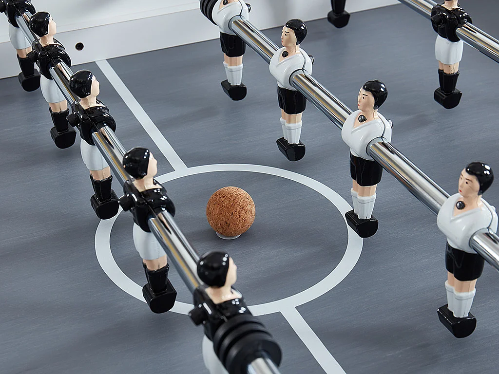 Baby foot style industriel en MDF - L153 x P77.6 x H96 cm - Blanc - SUAREZ