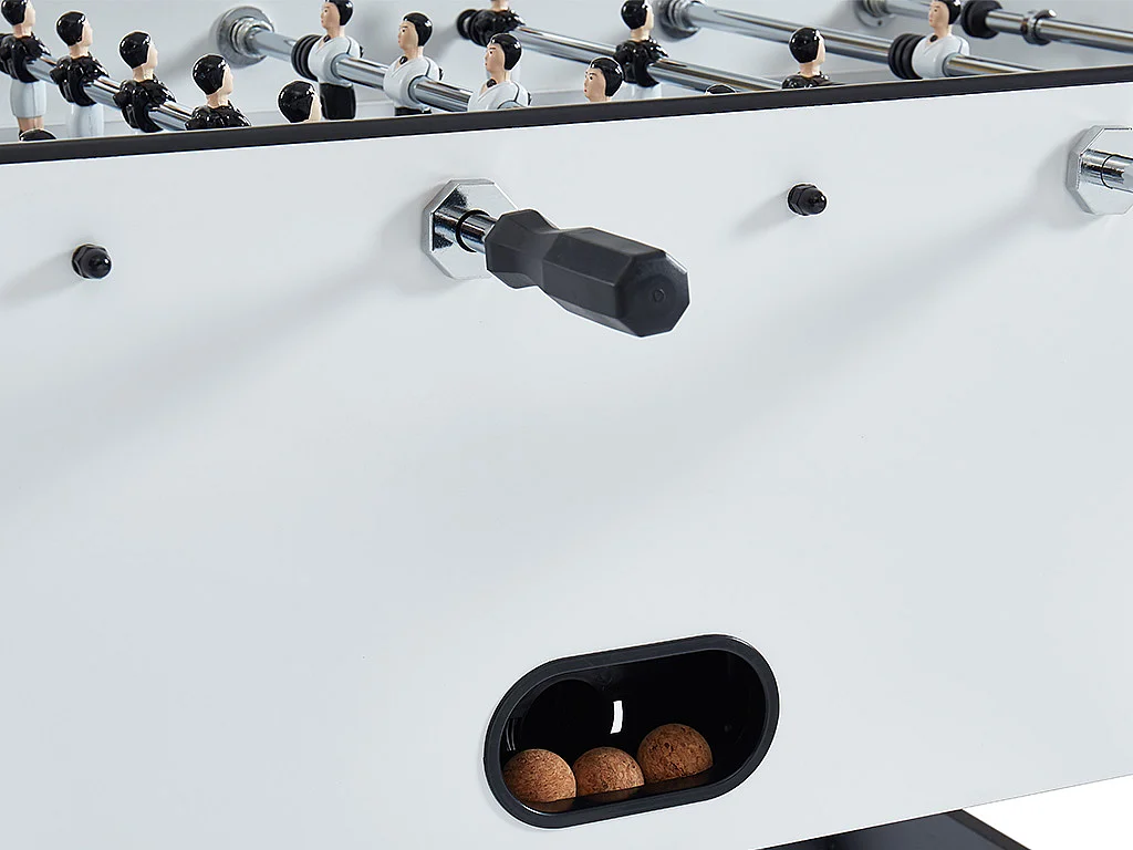 Baby foot style industriel en MDF - L153 x P77.6 x H96 cm - Blanc - SUAREZ