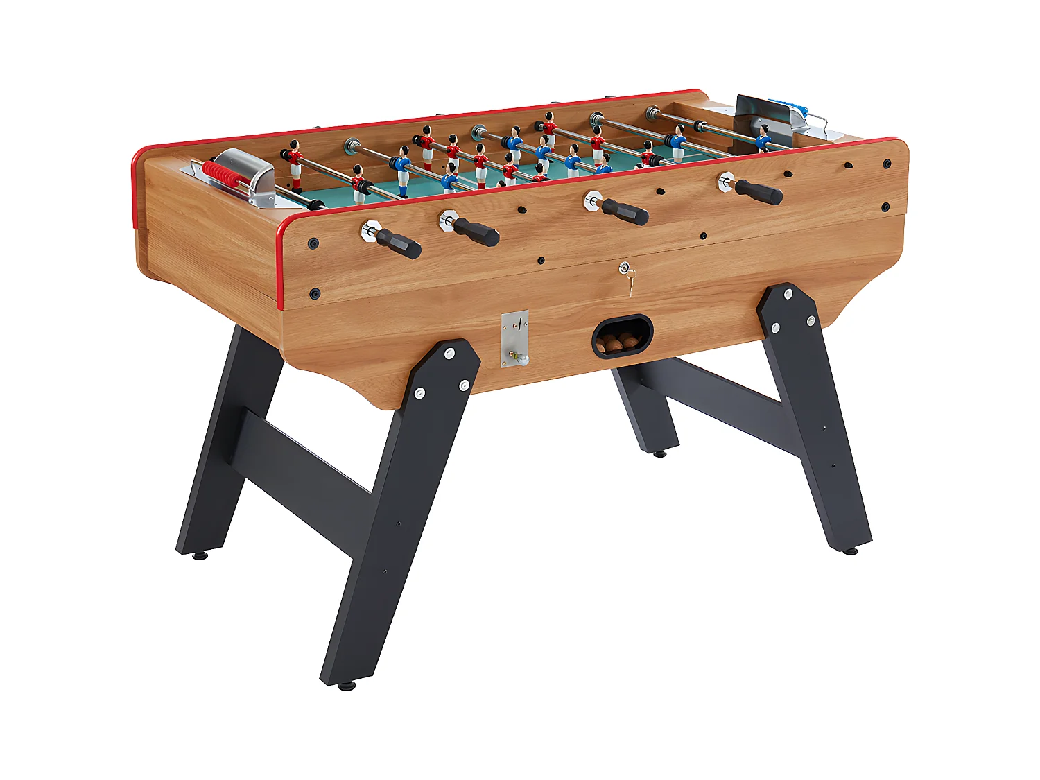 Tischfußballtisch mit Münzeinwurf - 153 x 77,6 x 96 cm - MDF - Eichefarben - HENRY