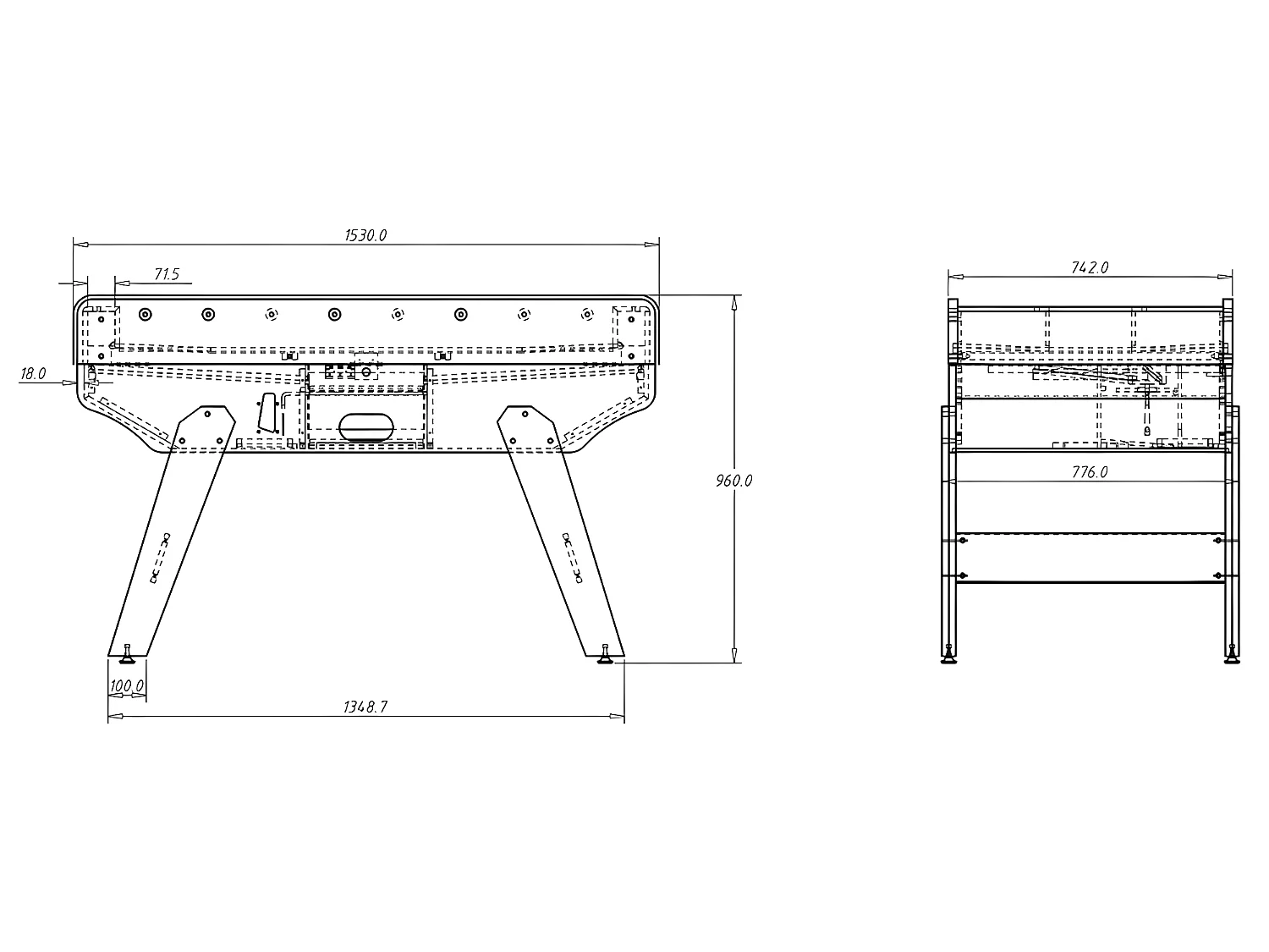 Tischfußballtisch mit Münzeinwurf - 153 x 77,6 x 96 cm - MDF - Eichefarben - HENRY