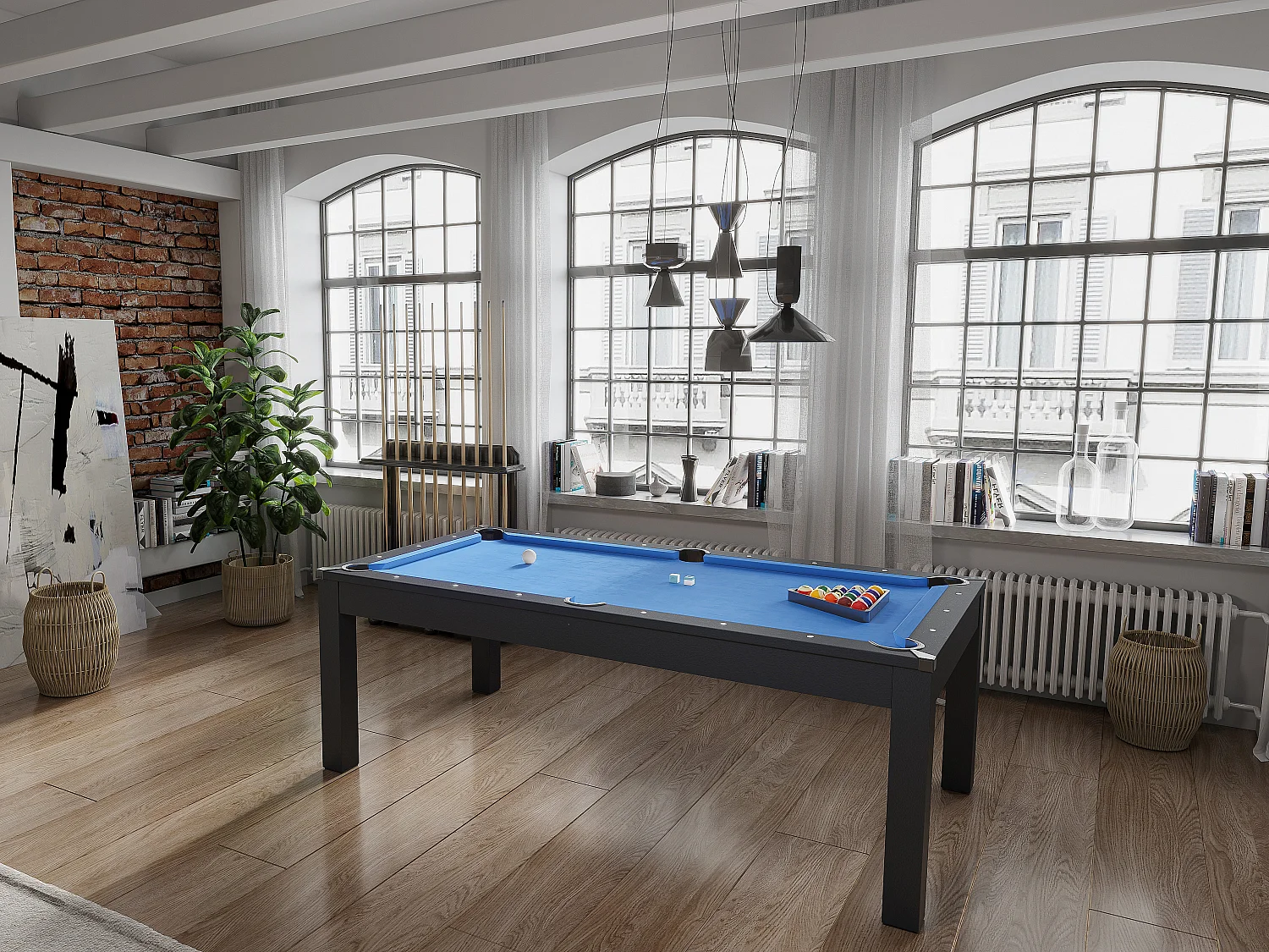 Table transformable noire - Billard & Ping-pong - L182 x l102 x H80 cm - SOUSA