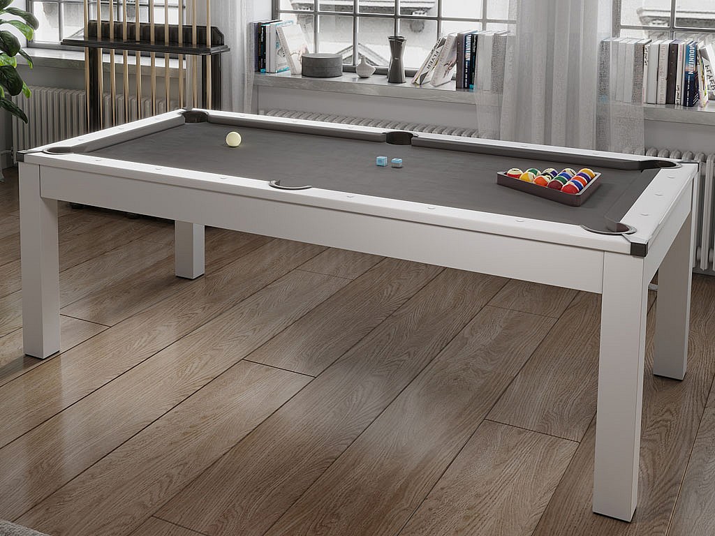 Vente-unique Multifunktionstisch - Billard & Tischtennis - 182 X 102 X 80 Cm - Weiß - Henk