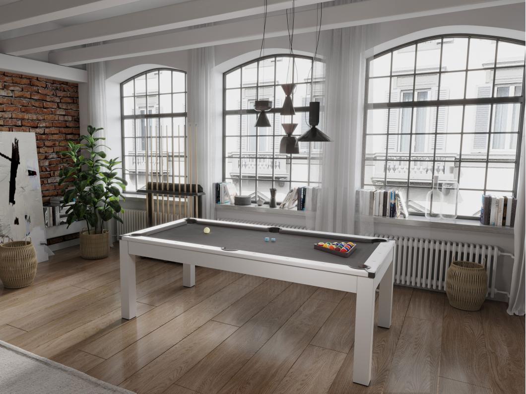 Mesa transformável de bilhar e pingpong cor branca de C182 x L102 x A80 cm - HENK