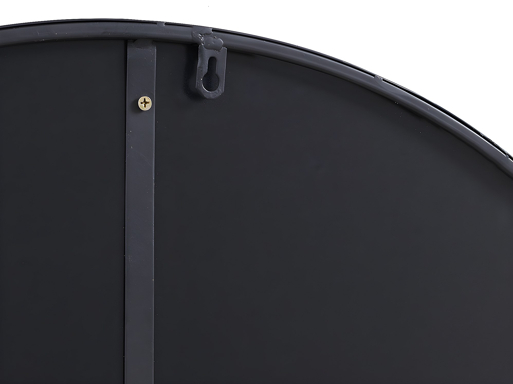 Miroir Mural Rond Fenestra 110x110 Cm - Cadre Métal Noir Et Doré, Design Moderne