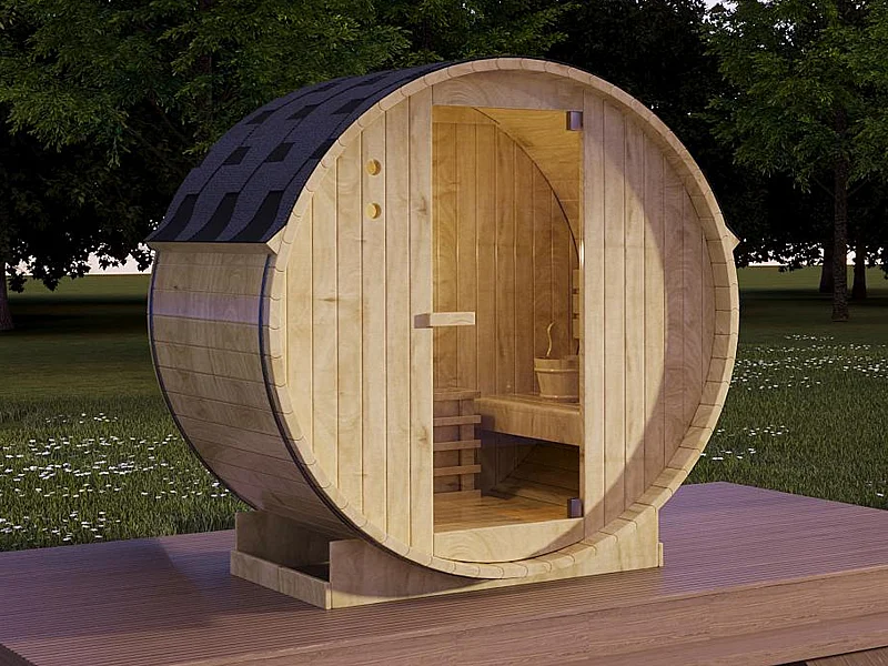Sauna extérieur en tonneau 2 places - L185 x P120 x H190 cm - ISOKYRO
