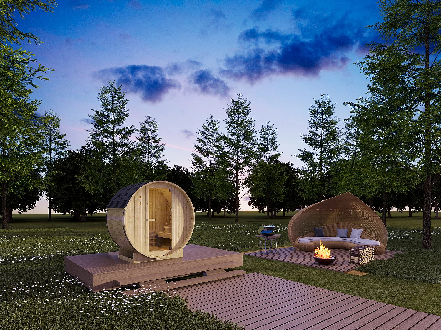 Sauna extérieur en tonneau 2 places - L185 x P120 x H190 cm - ISOKYRO