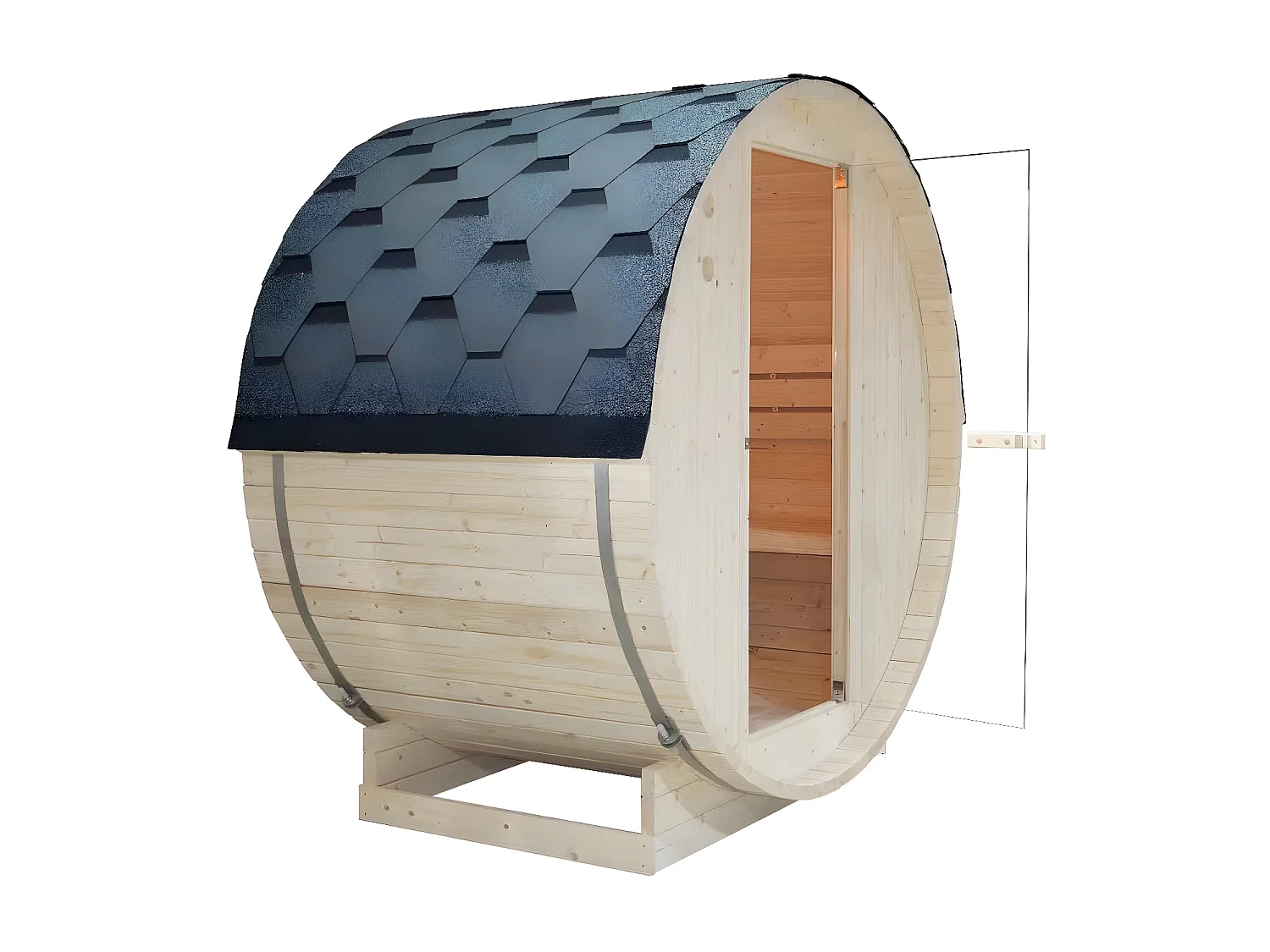 Sauna extérieur en tonneau 2 places - L185 x P120 x H190 cm - ISOKYRO
