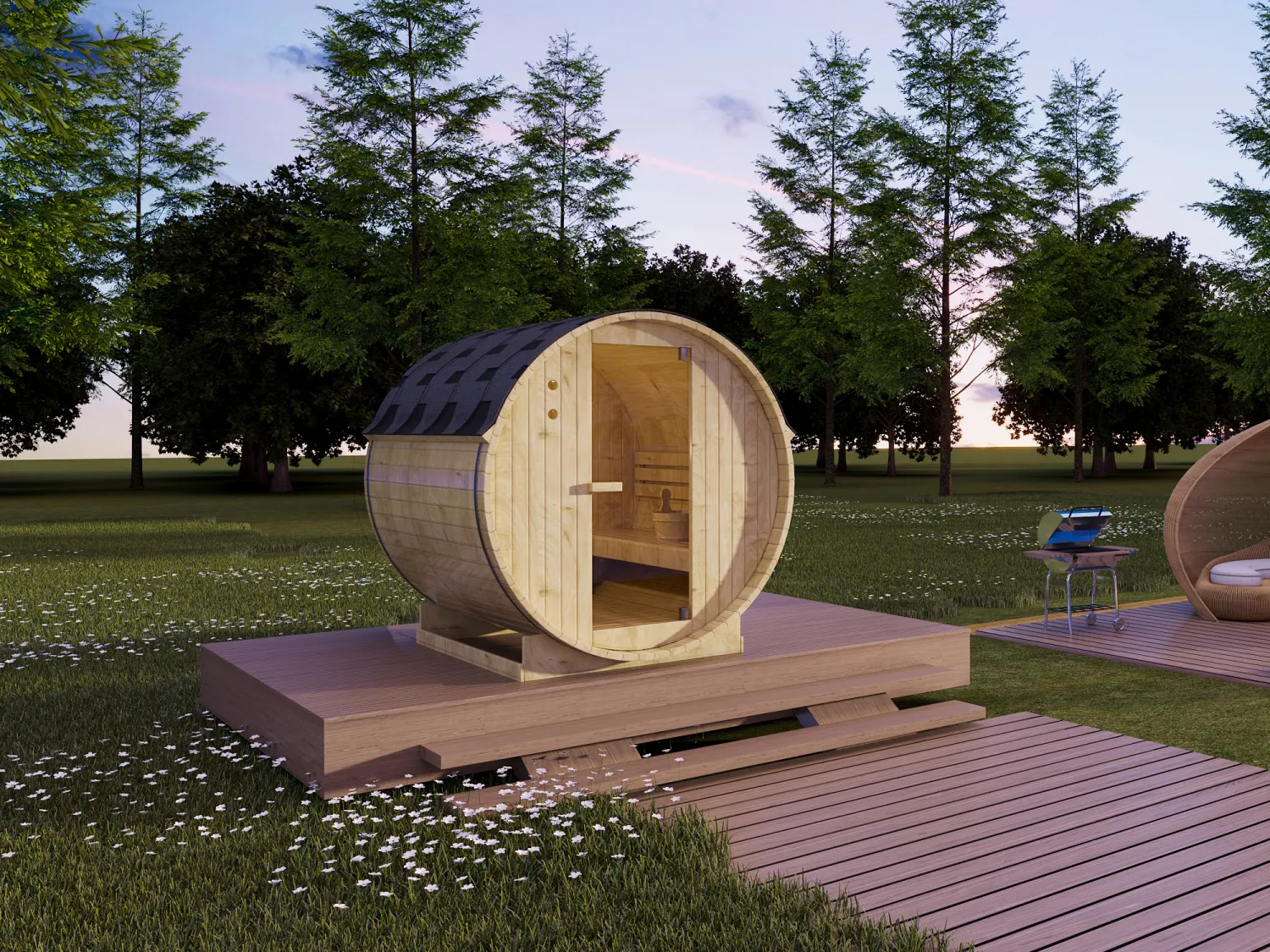 Gartensauna 4 Personen - 185 x 180 x 190 cm - ISOKYRO