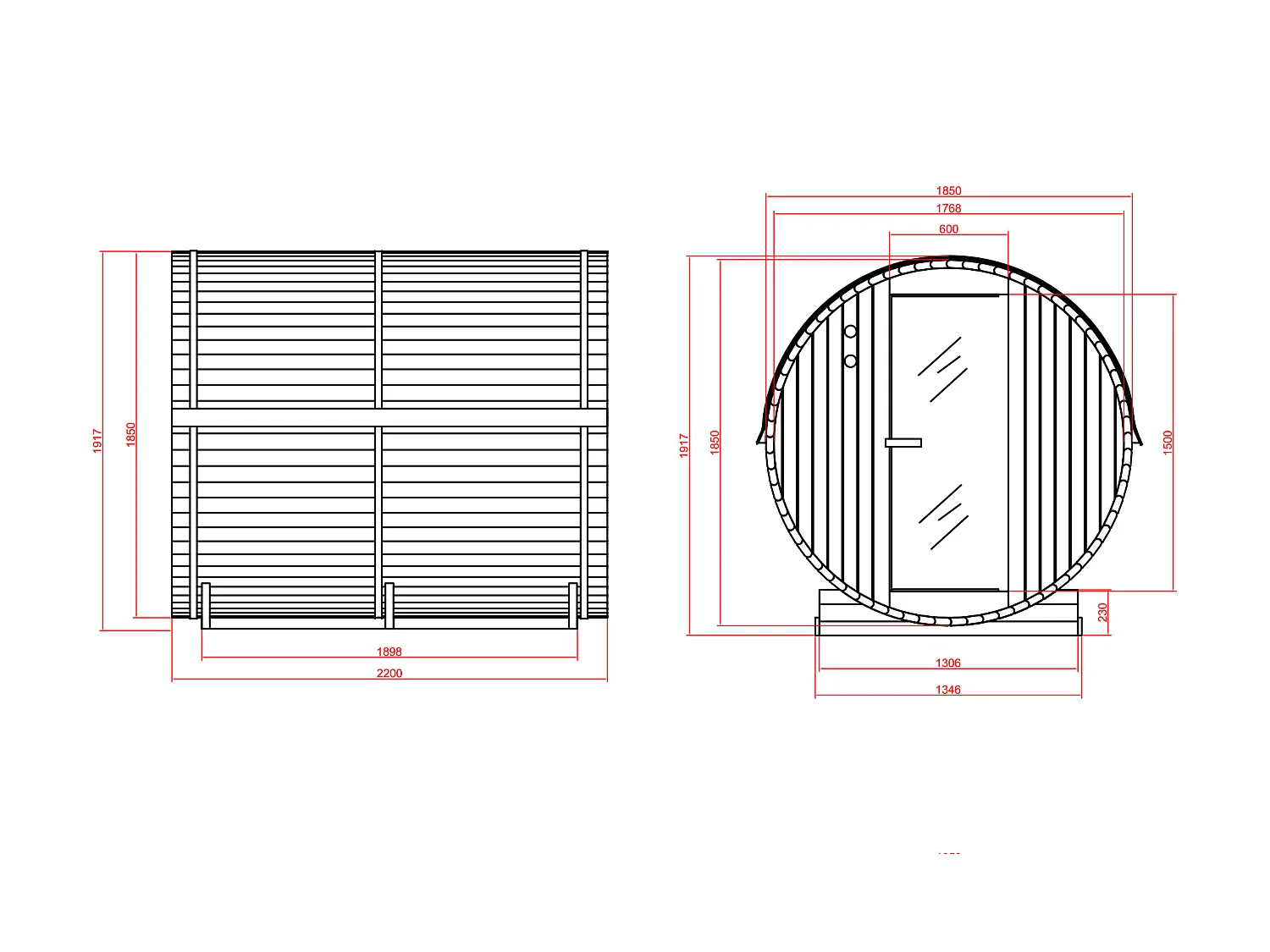 Sauna de exterior de 6 lugares C185 x L220 x A190 cm - ISOKYRO