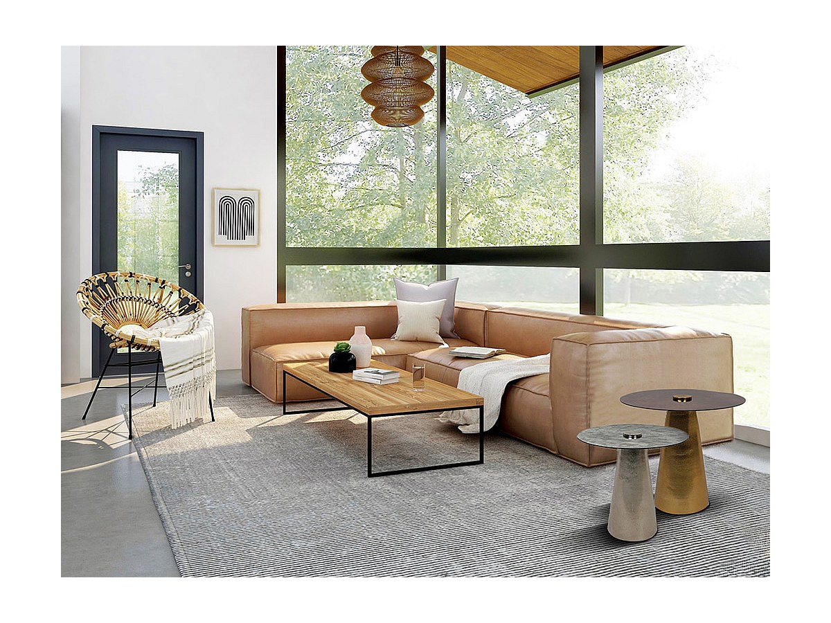 Couchtisch-Set im Vintage-Stil (2er-Set) - Metall und Glas - Kupfer und