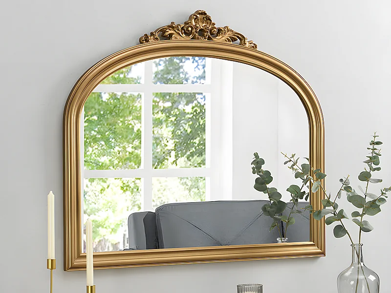 Miroir en bois de paulownia - L. 107 x H. 90 cm - Doré - EYOB