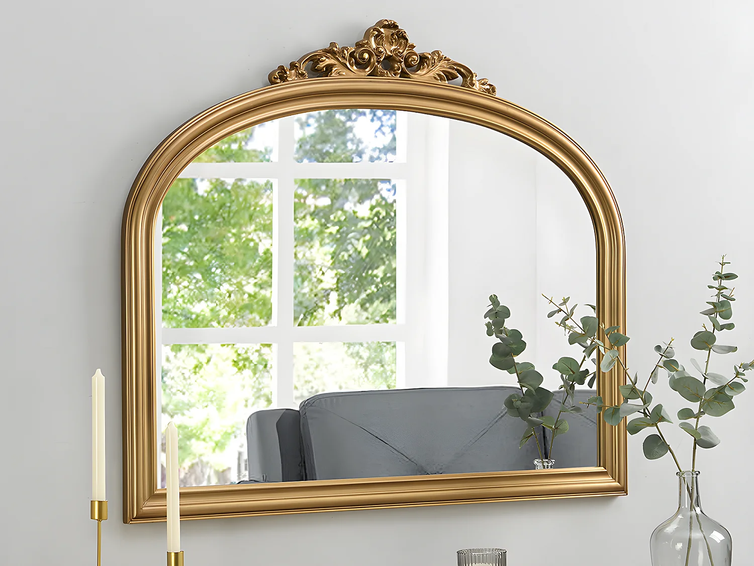 Miroir en bois de paulownia - L. 107 x H. 90 cm - Doré - EYOB