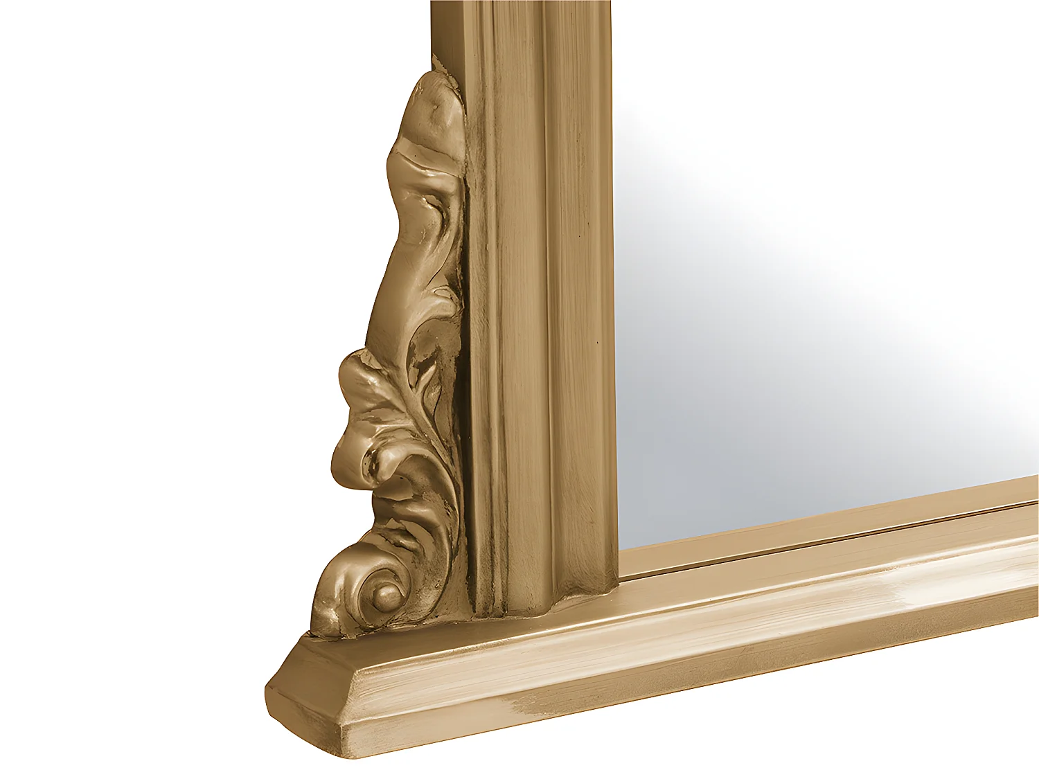 Grand miroir en bois de paulownia avec moulures - H.180 cm - Doré - MERRY