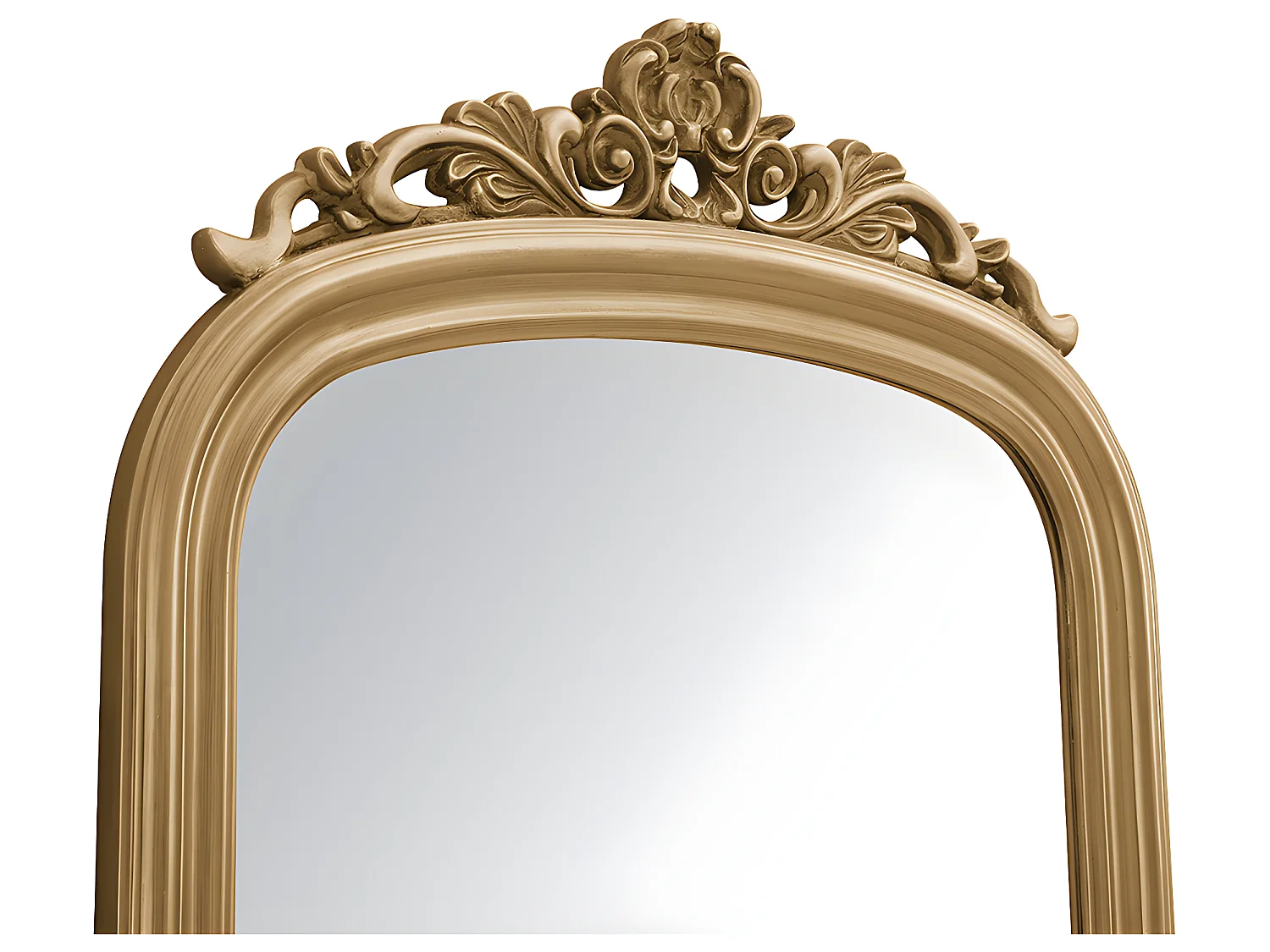 Grand miroir en bois de paulownia avec moulures - H.180 cm - Doré - MERRY