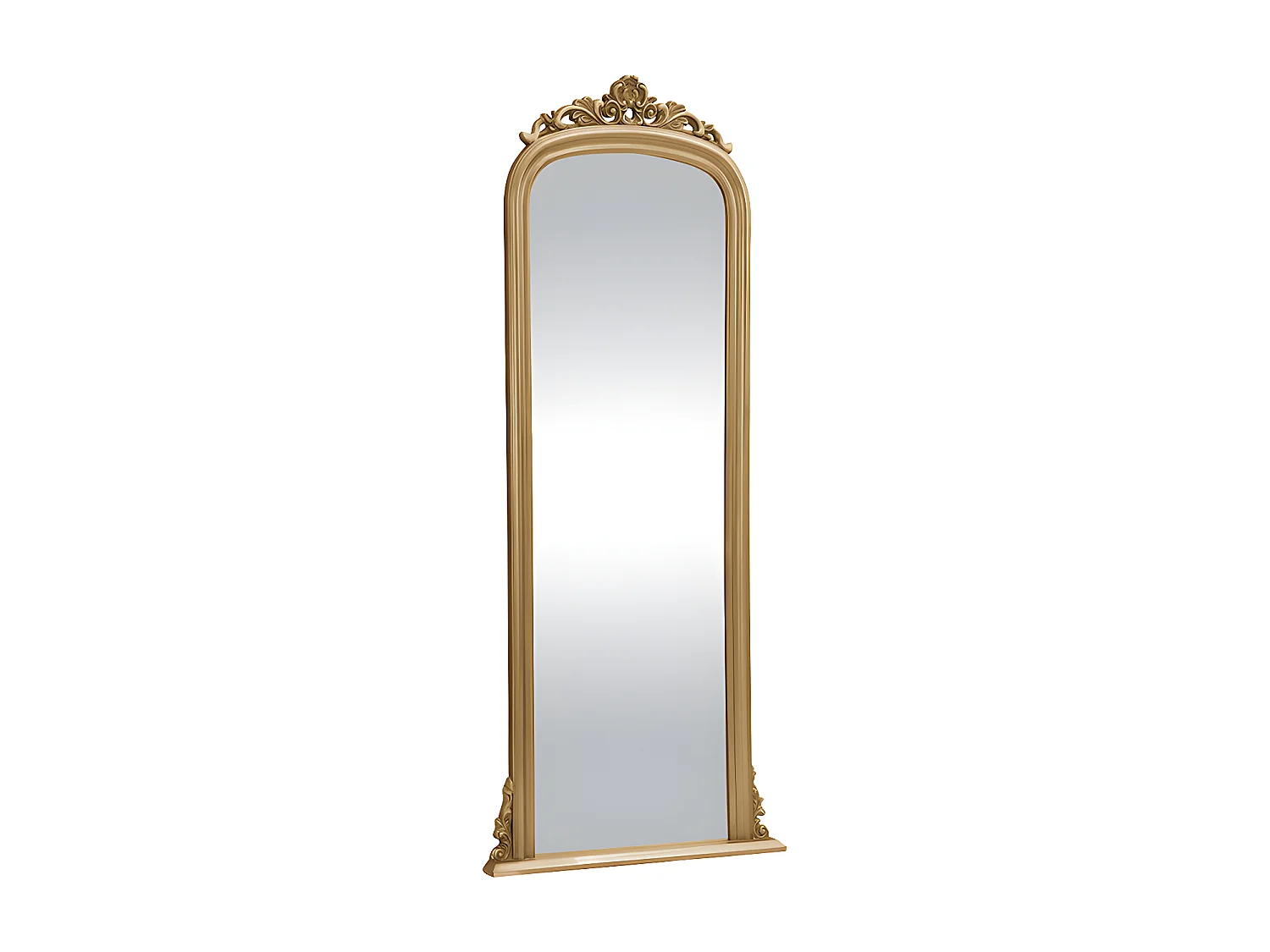 Grand miroir en bois de paulownia avec moulures - H.180 cm - Doré - MERRY