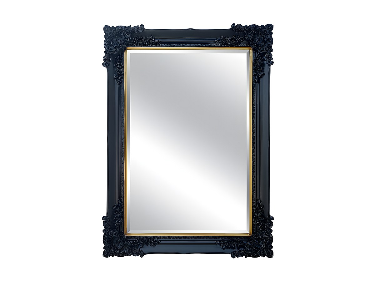 Spiegel mit Zierleisten - H.109 cm - Eukalyptusholz - Schwarz - ATALAYA günstig online kaufen