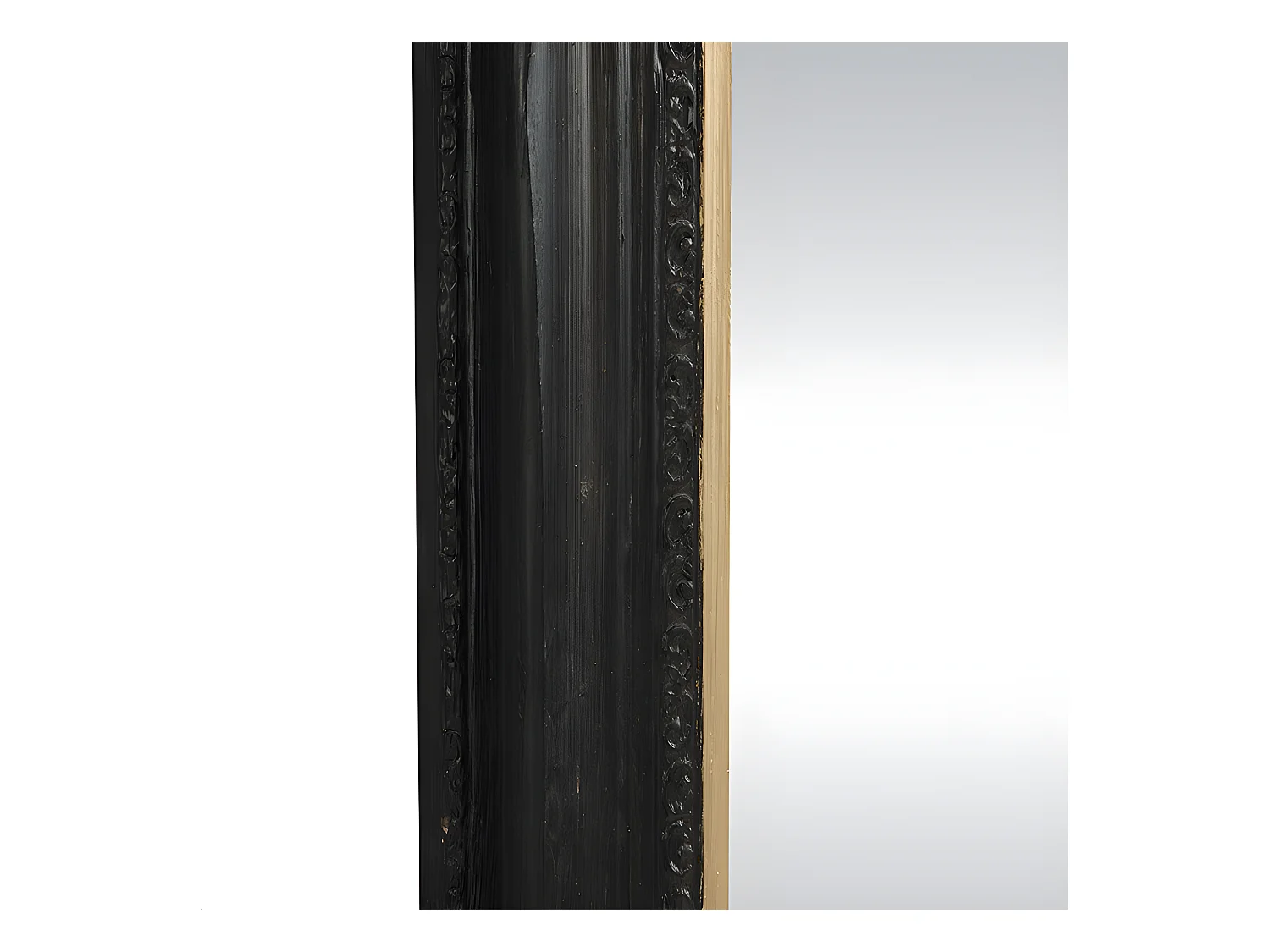 Miroir biseauté en bois d'eucalyptus avec moulures - L. 79 x H. 109 cm - Noir - ATALAYA