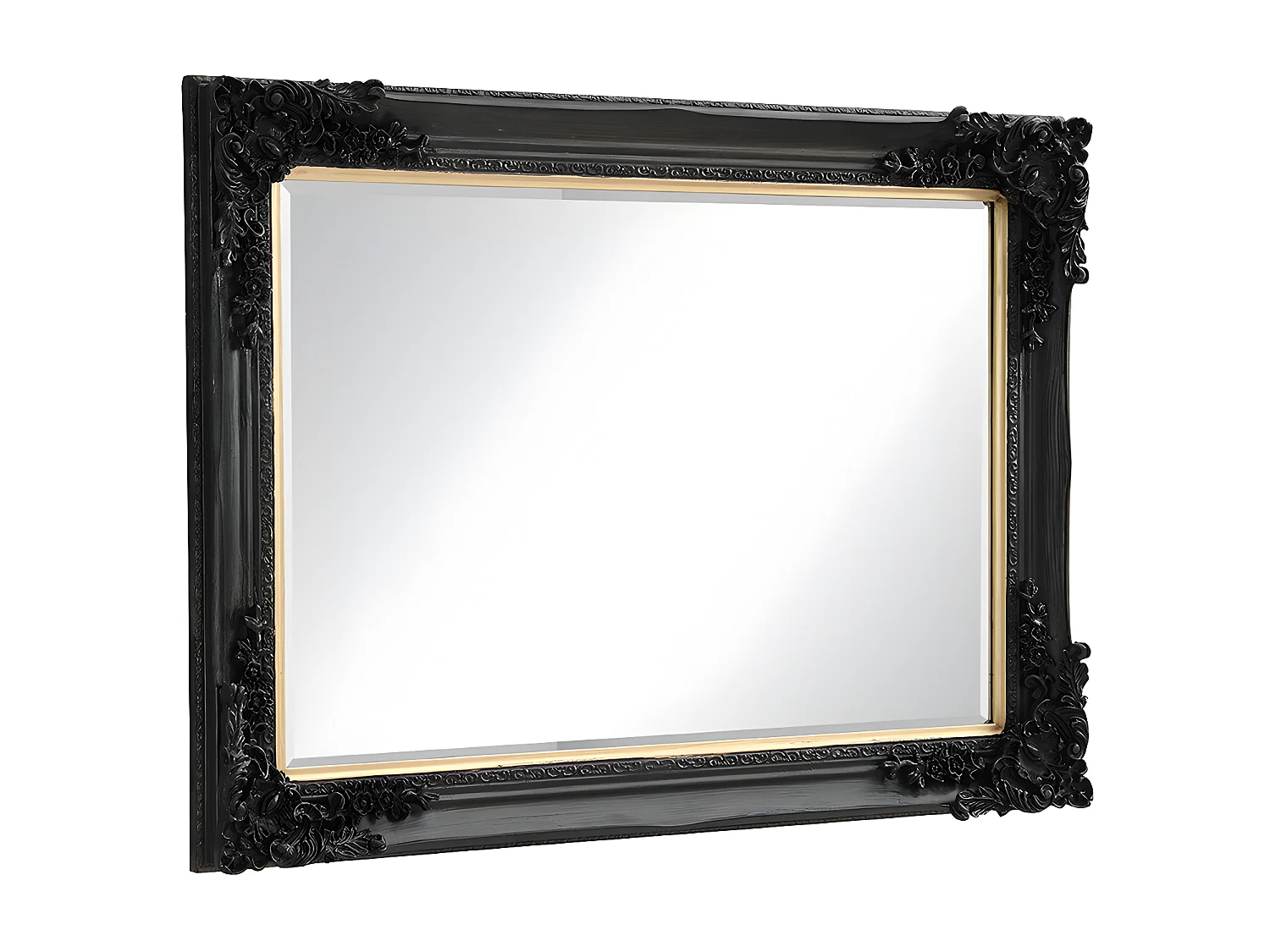 Speilkløvt av eukalyptusbatre med formskårelrelser - lig - L. 79 x H. 109 cm - svart - ATALAYA