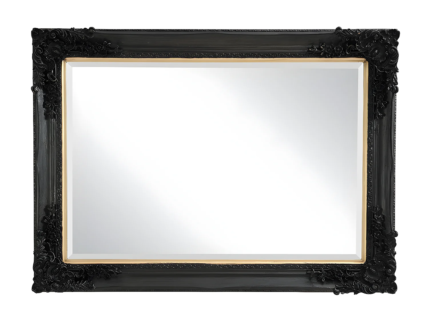 Speilkløvt av eukalyptusbatre med formskårelrelser - lig - L. 79 x H. 109 cm - svart - ATALAYA