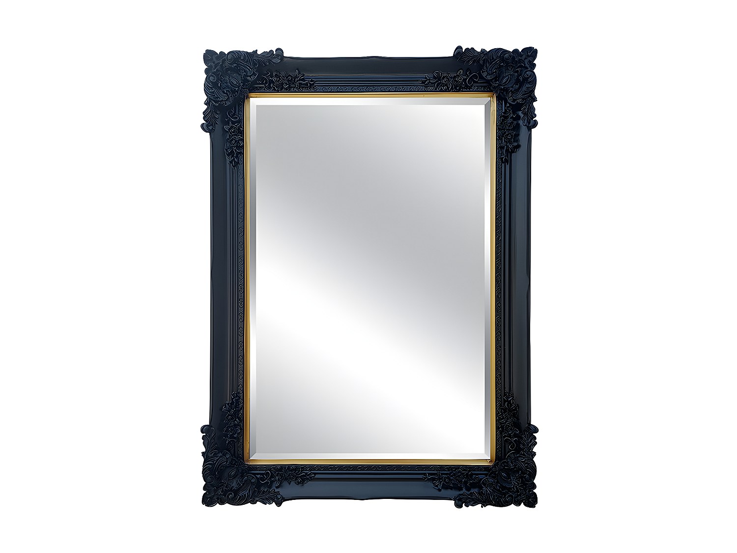 Spiegel mit Zierleisten - H.109 cm - Eukalyptusholz - Schwarz - ATALAYA günstig online kaufen