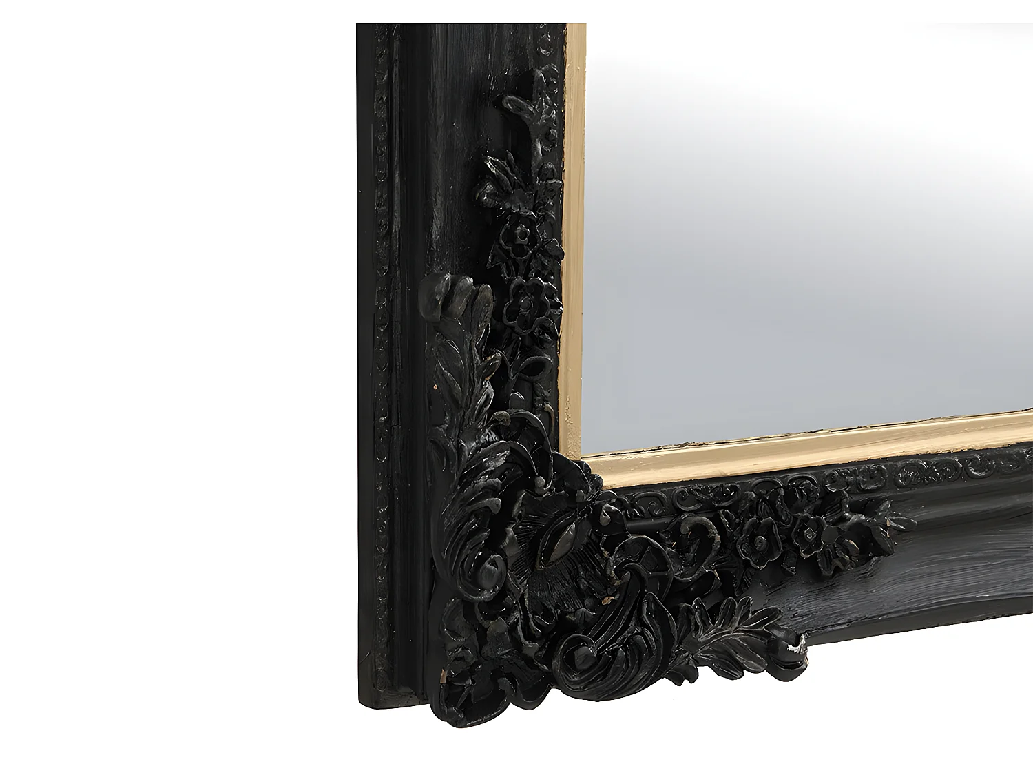 Speilkløvt av eukalyptusbatre med formskårelrelser - lig - L. 79 x H. 109 cm - svart - ATALAYA