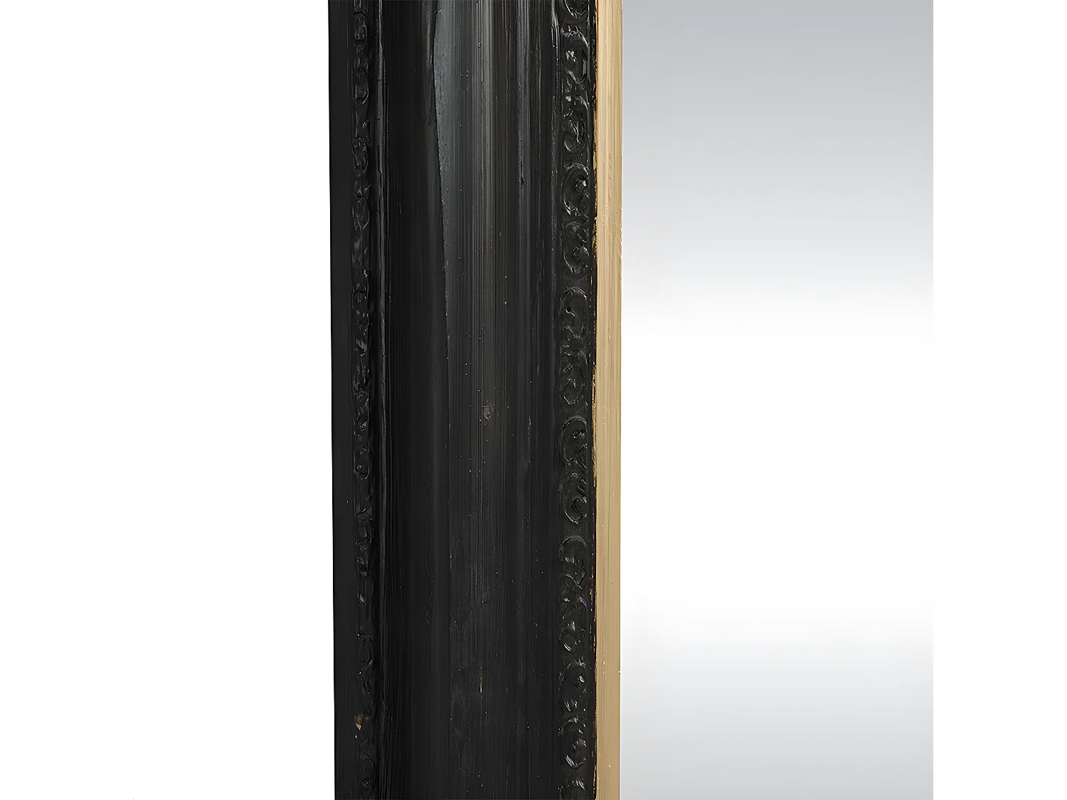 Speilkløvt av eukalyptusbatre med formskårelrelser - lig - L. 79 x H. 109 cm - svart - ATALAYA