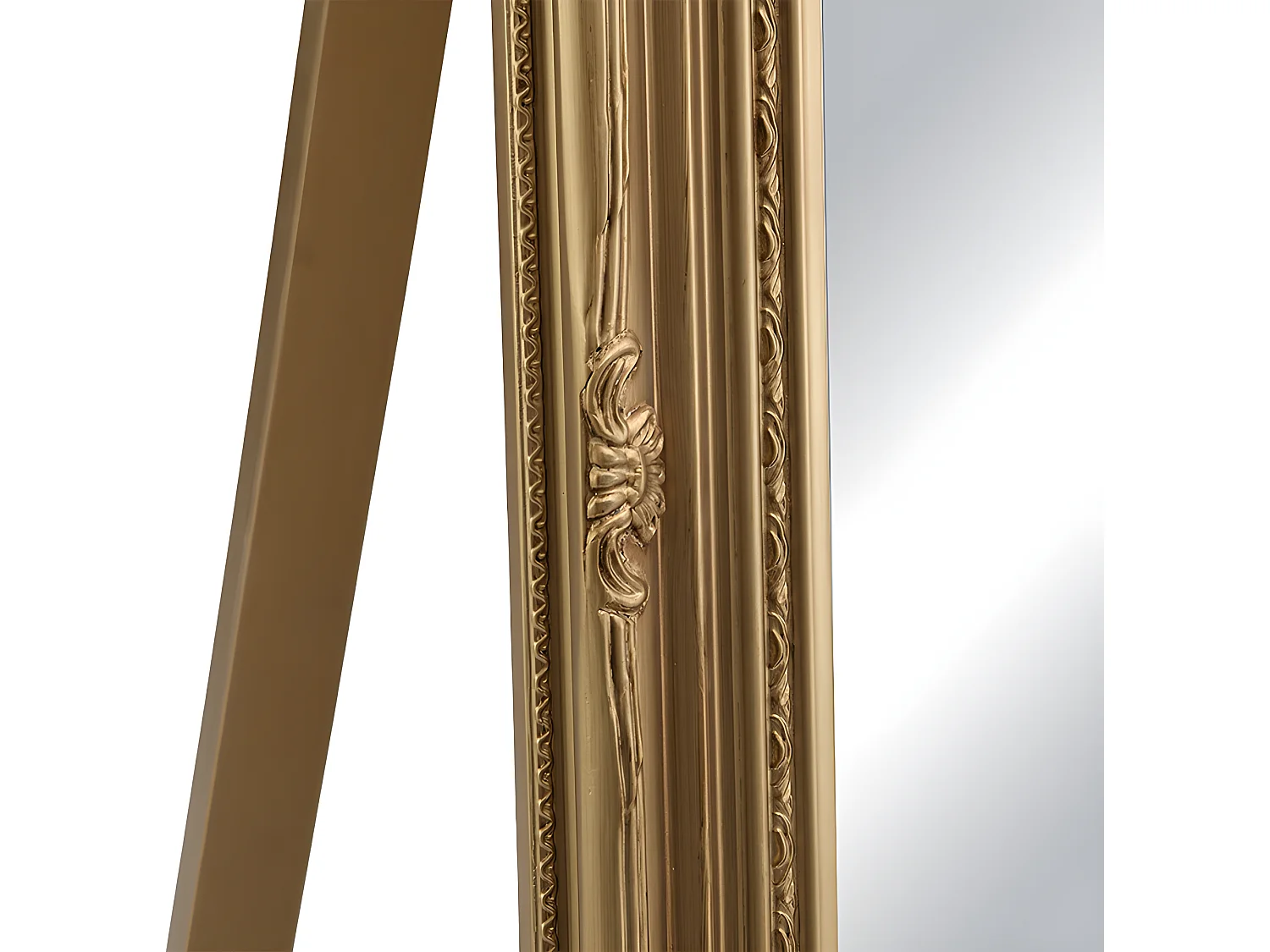 Staande spiegel HONORE met lijstwerk - Eukalyptushout - H.170 cm - Goudenkleur