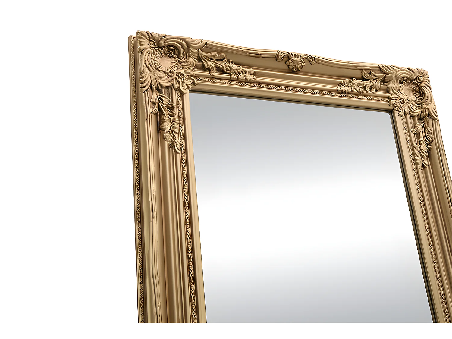 Staande spiegel HONORE met lijstwerk - Eukalyptushout - H.170 cm - Goudenkleur