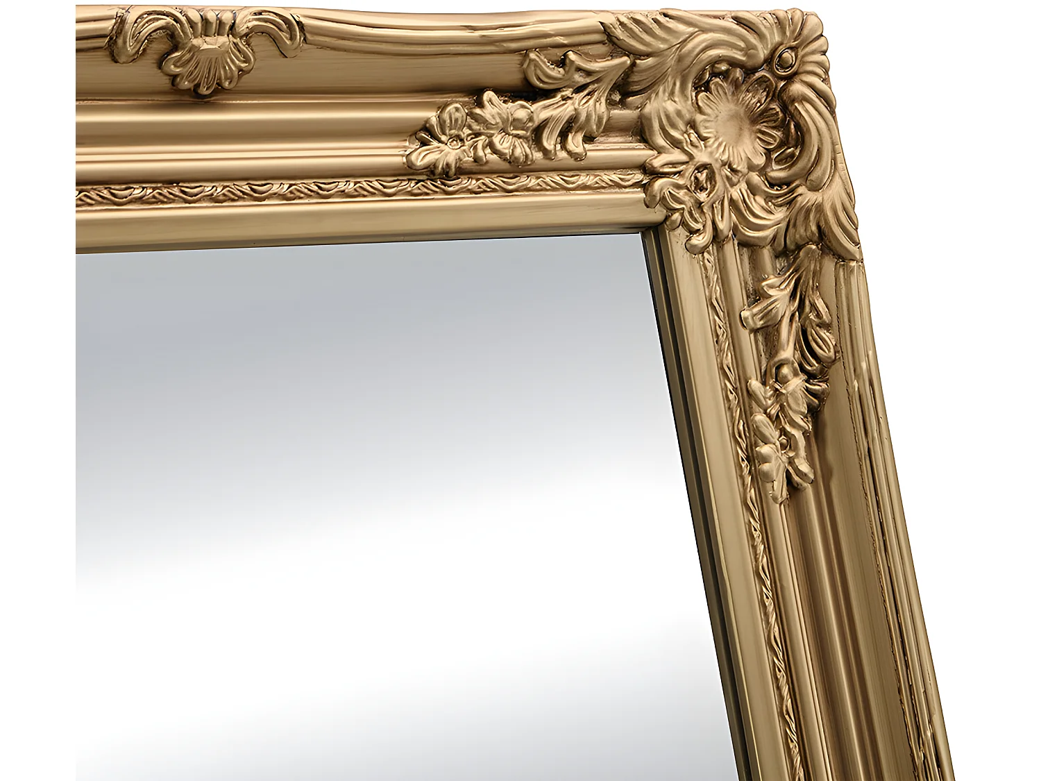 Staande spiegel HONORE met lijstwerk - Eukalyptushout - H.170 cm - Goudenkleur