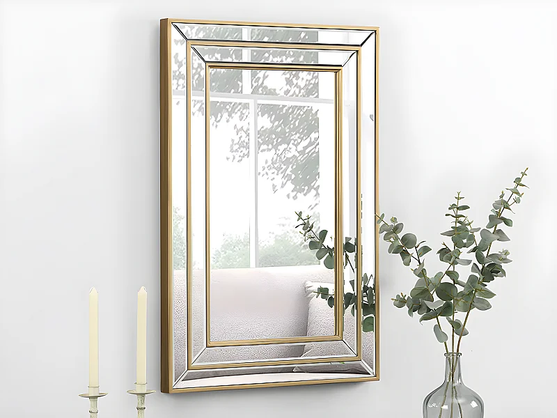 Spiegel - Rahmen aus Eukalyptusholz - H.90 cm - Goldfarben - BAKOU