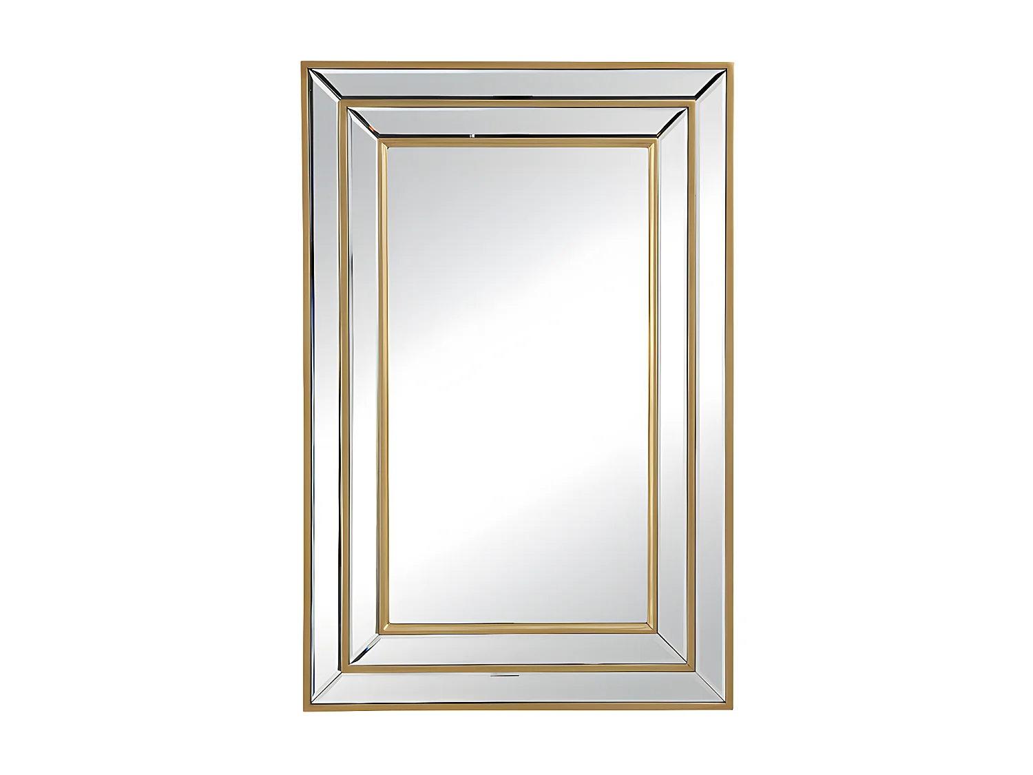 Espejo biselado BAKOU - Marco de madera de eucalipto - Alt. 90 cm - Dorado