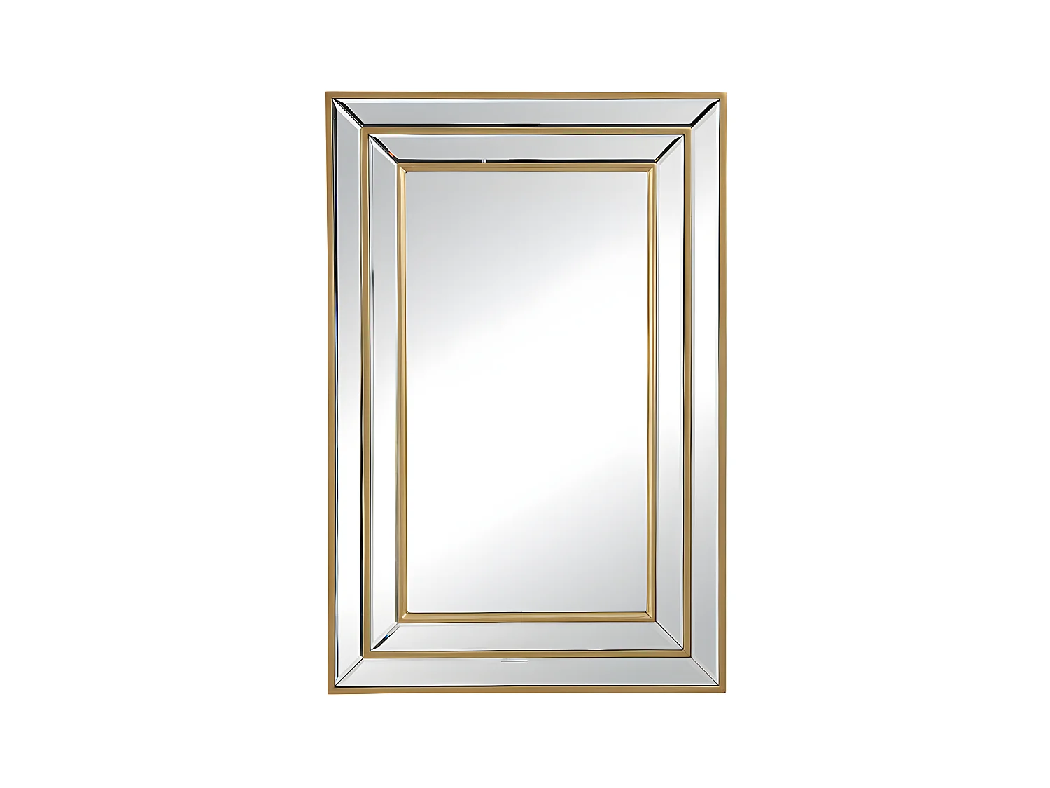 Miroir biseauté en bois d'eucalyptus - L. 60 x H. 90 cm - Doré - BAKOU