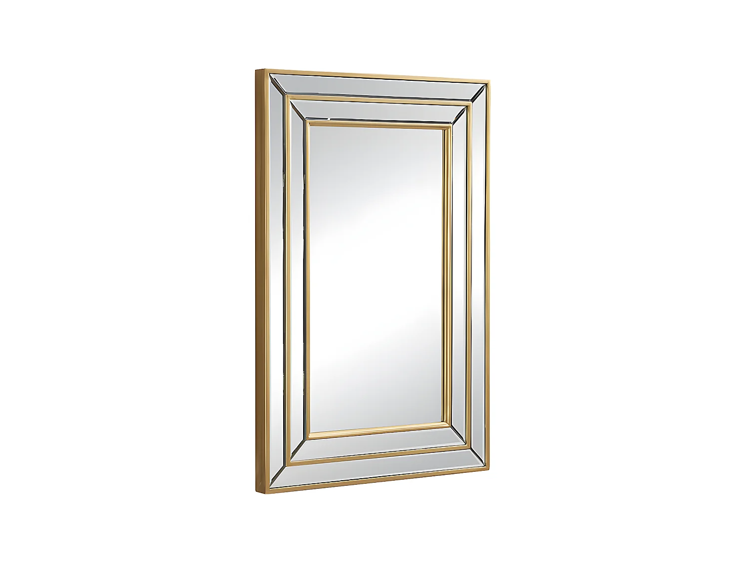 Miroir biseauté en bois d'eucalyptus - L. 60 x H. 90 cm - Doré - BAKOU