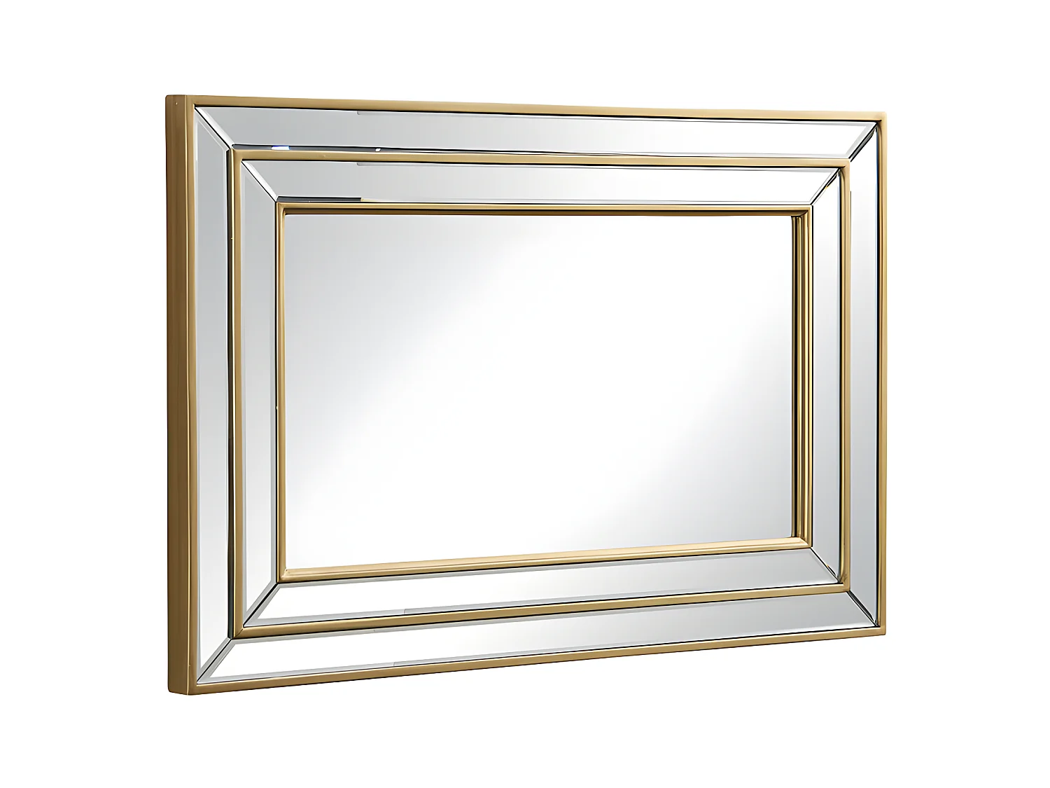 Miroir biseauté en bois d'eucalyptus - L. 60 x H. 90 cm - Doré - BAKOU