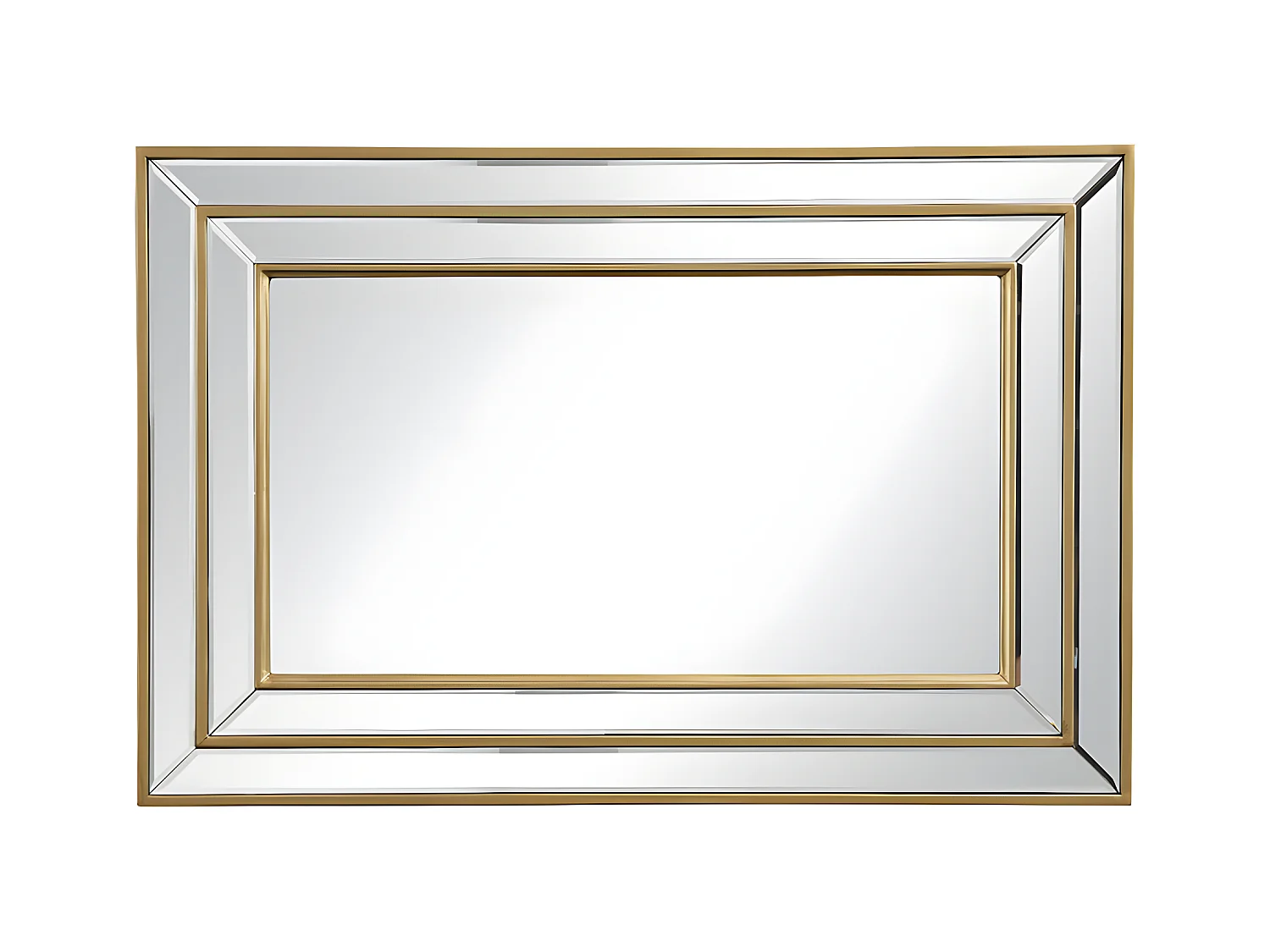 Miroir biseauté en bois d'eucalyptus - L. 60 x H. 90 cm - Doré - BAKOU