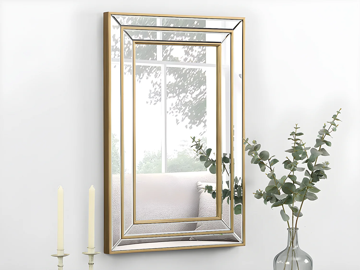 Spiegel BAKOU - Eukalyptushout - H.90 cm - Goudenkleur