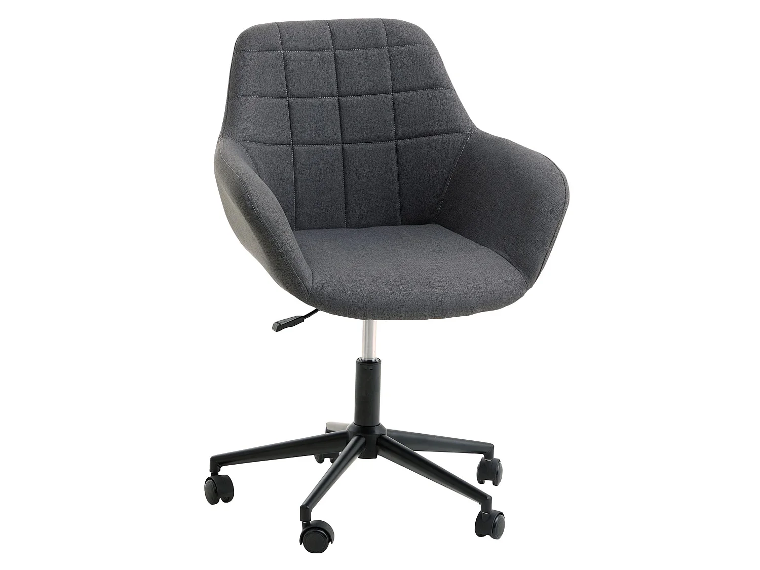 Fauteuil de bureau YANKEE chaise pivotante avec accoudoirs, siège à roulettes réglable en hauteur, revêtement en tissu gris foncé