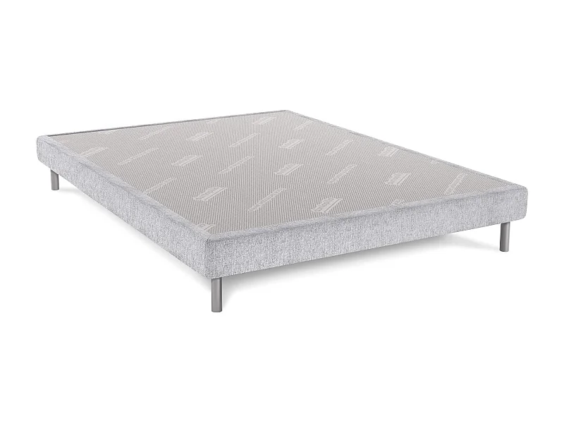 Sommier déco gris perle DUNLOPILLO 15cm pieds inclus 160x200