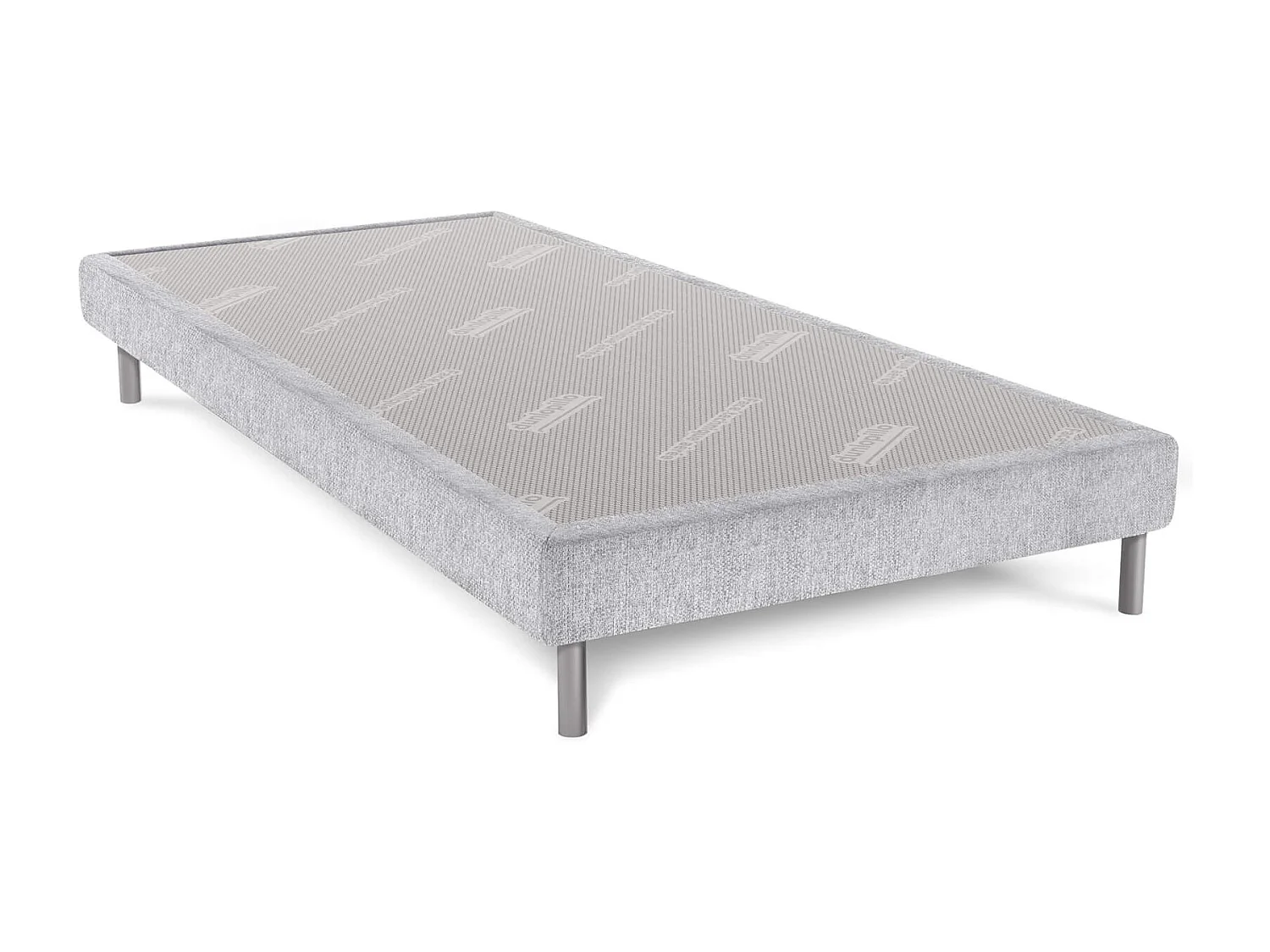 Sommier déco gris perle DUNLOPILLO 15cm pieds inclus 120x190