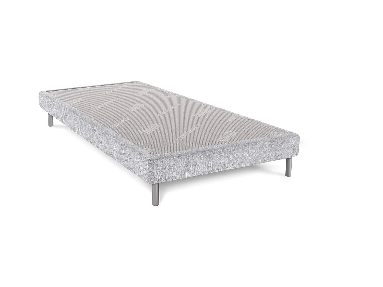 Sommier déco gris perle DUNLOPILLO 15cm pieds inclus 90x200