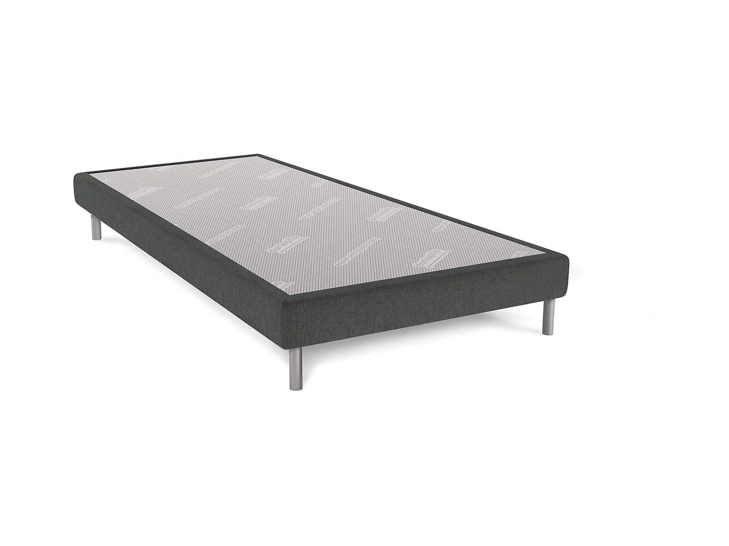 Sommier Dunlopillo Bellini anthracite 15 cm avec pieds 2x90x200