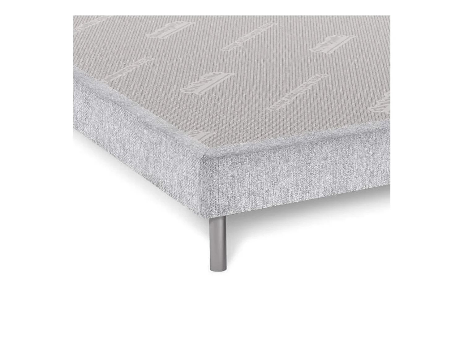 Sommier déco gris perle DUNLOPILLO 15cm pieds inclus 140x200