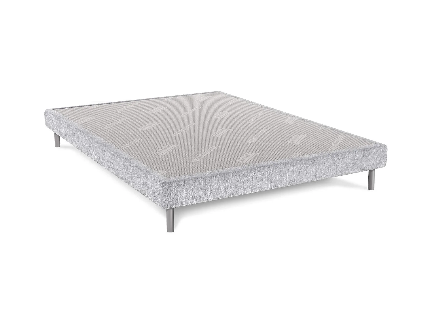 Sommier déco gris perle DUNLOPILLO 15cm pieds inclus 140x200