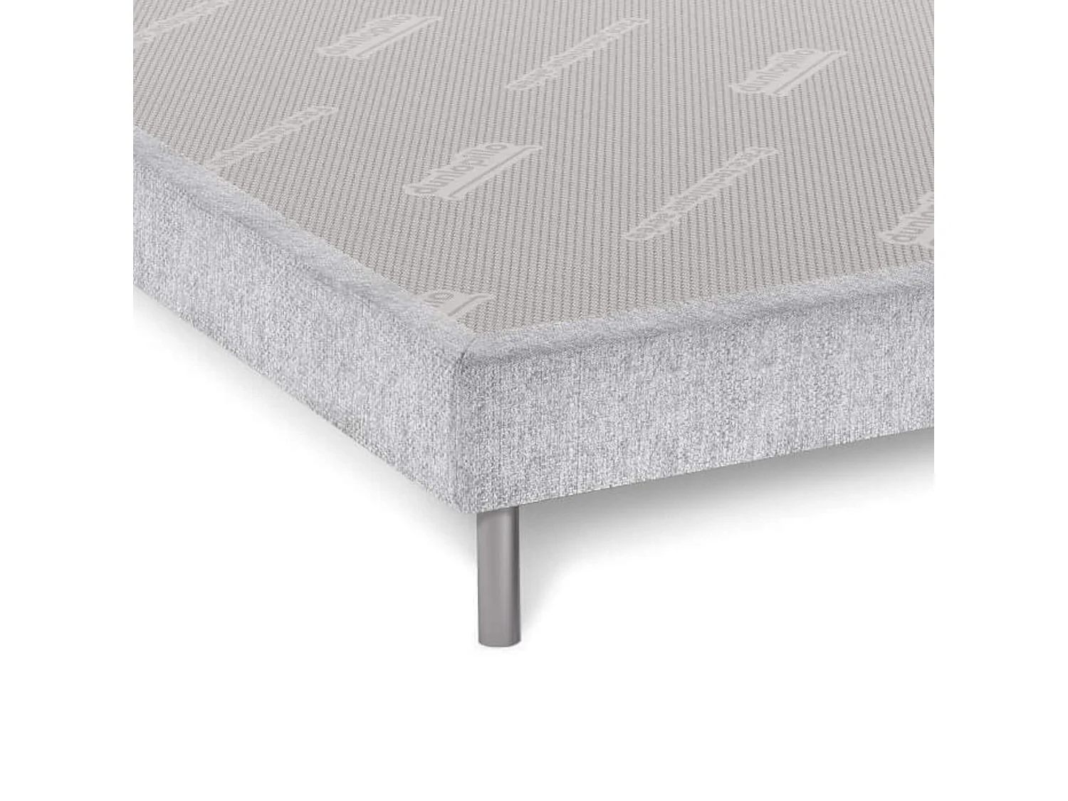 Sommier déco gris perle DUNLOPILLO 15cm pieds inclus 140x200
