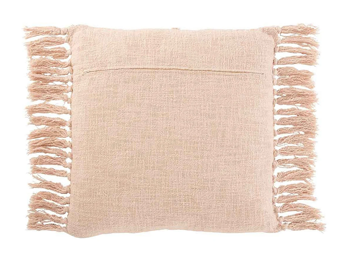 Coussin Déco Franges "Losange" 50x50cm Rose